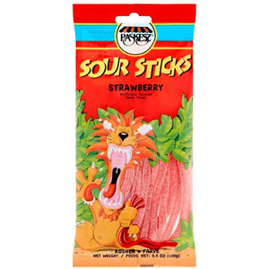 Paskesz, Sour Sticks Strawberry, 3.5oz