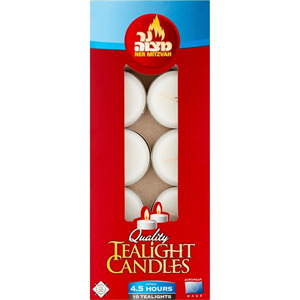 Ner Mitzvah Tealight Candles, 10 Pcs