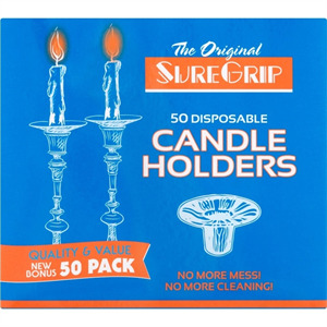 Sure Grip Disposable Candle Holders, 50 Pack
