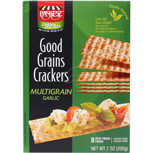 Paskesz Good Grains Crackers Garlic Multi Grain, 7 OZ