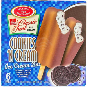 Klein's Cookies 'n Cream  Ice Cream Bar, 6 Pack