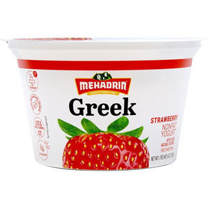 Mehadrin Greek Non Fat Yogurt Strawberry, 6oz