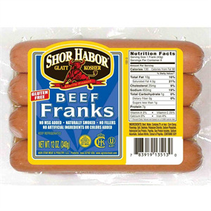 Shor Habor Hot Dogs Beef, 12 Oz
